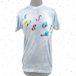 Taylor Swift Awesome! Short Sleeve Tee Lover Era Tie Dye Rainbow Foil Top Size S